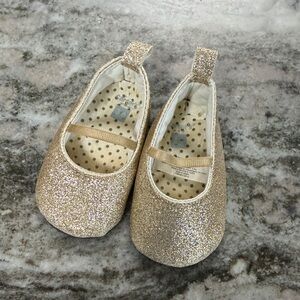 Carters gold glittery ballet flats 3-6 months